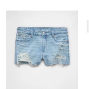 American Eagle Outfitters Perfect Shortie Light Blue Destroyed Jean Shorts